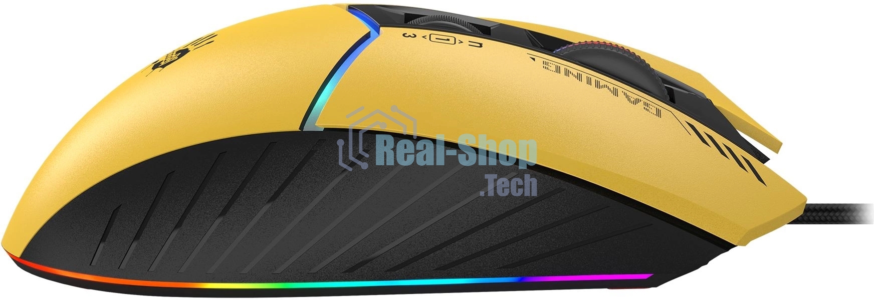 Мышь проводная A4Tech Bloody W95 Max Sports желтый/серый, 12000 dpi, USB, кнопки - 10
