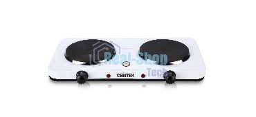 Плита настольная электрическая Centek CT-1507 белый, конфорок 2 электрических, 42 см x 5 см x 22 см