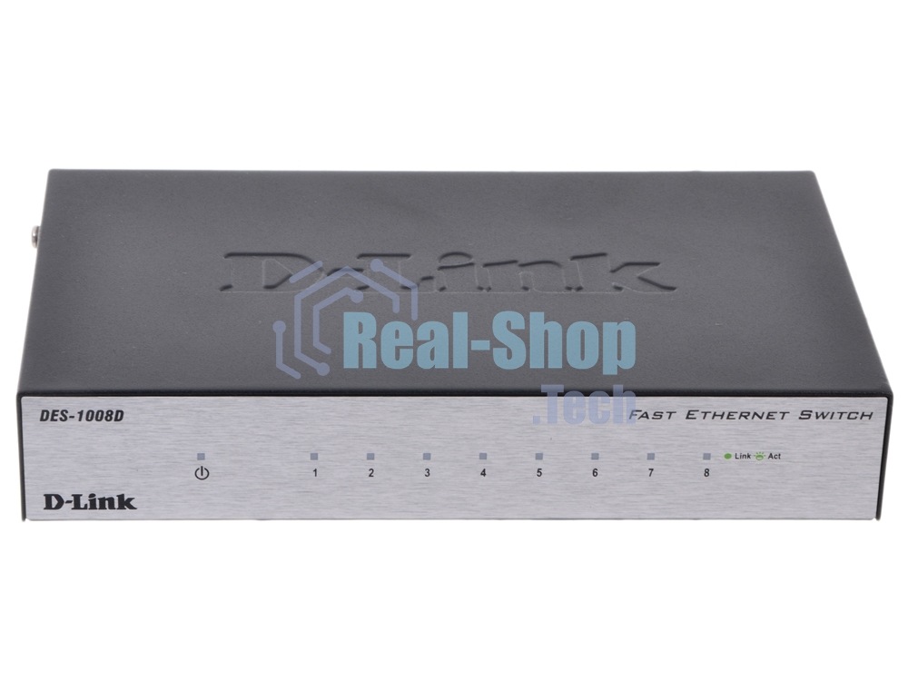 Неуправляемый коммутатор с 8 портами 10/100Base-TX D-Link DES-1008D/(K2A/K3A)RU/J1A/J2A/L2A/L2B