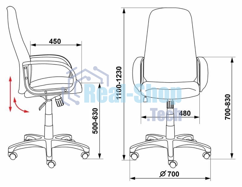 Кресло руководителя Бюрократ CH-808AXSN/Grey темно-серый 10-128 ткань, крестовина пластиковая