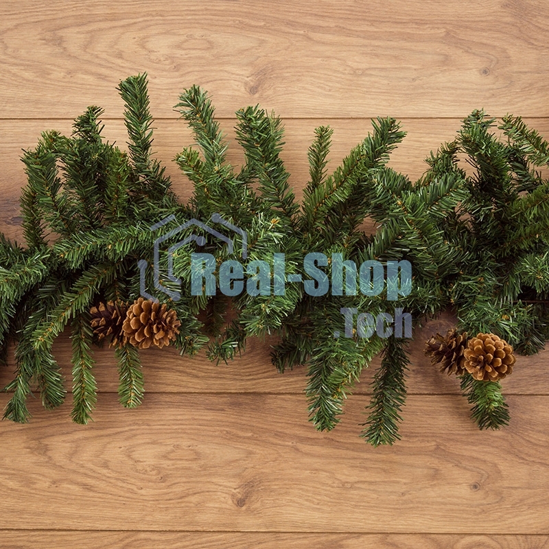 Еловый шлейф Neon-night 2,7 м с шишками, объем 36 см