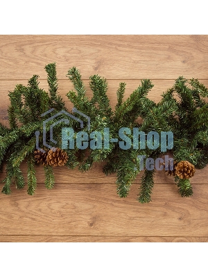 Еловый шлейф Neon-night 2,7 м с шишками, объем 36 см