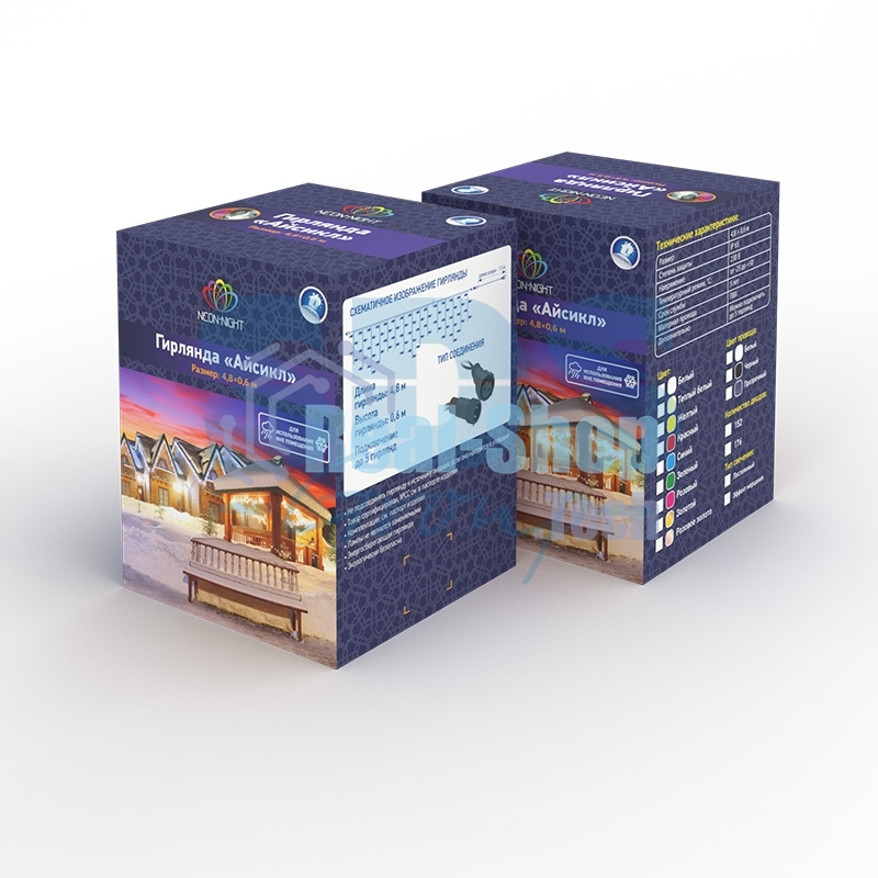 Гирлянда Neon-night Айсикл (бахрома) светодиодный, 2,4 х 0,6 м, белый провод, 230 В, диоды белые, 76 LED