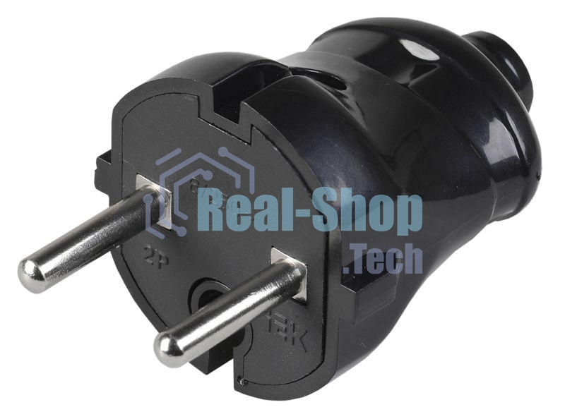 Вилка прямая ВПп20-02-Ст разборная без заземл. контакта 6А черный ИЭК EVP20-06-01-K02