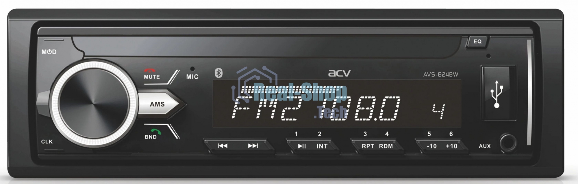 Автомагнитола ACV AVS-824BW, 1 DIN, Bluetooth, USB Type-A, AUX