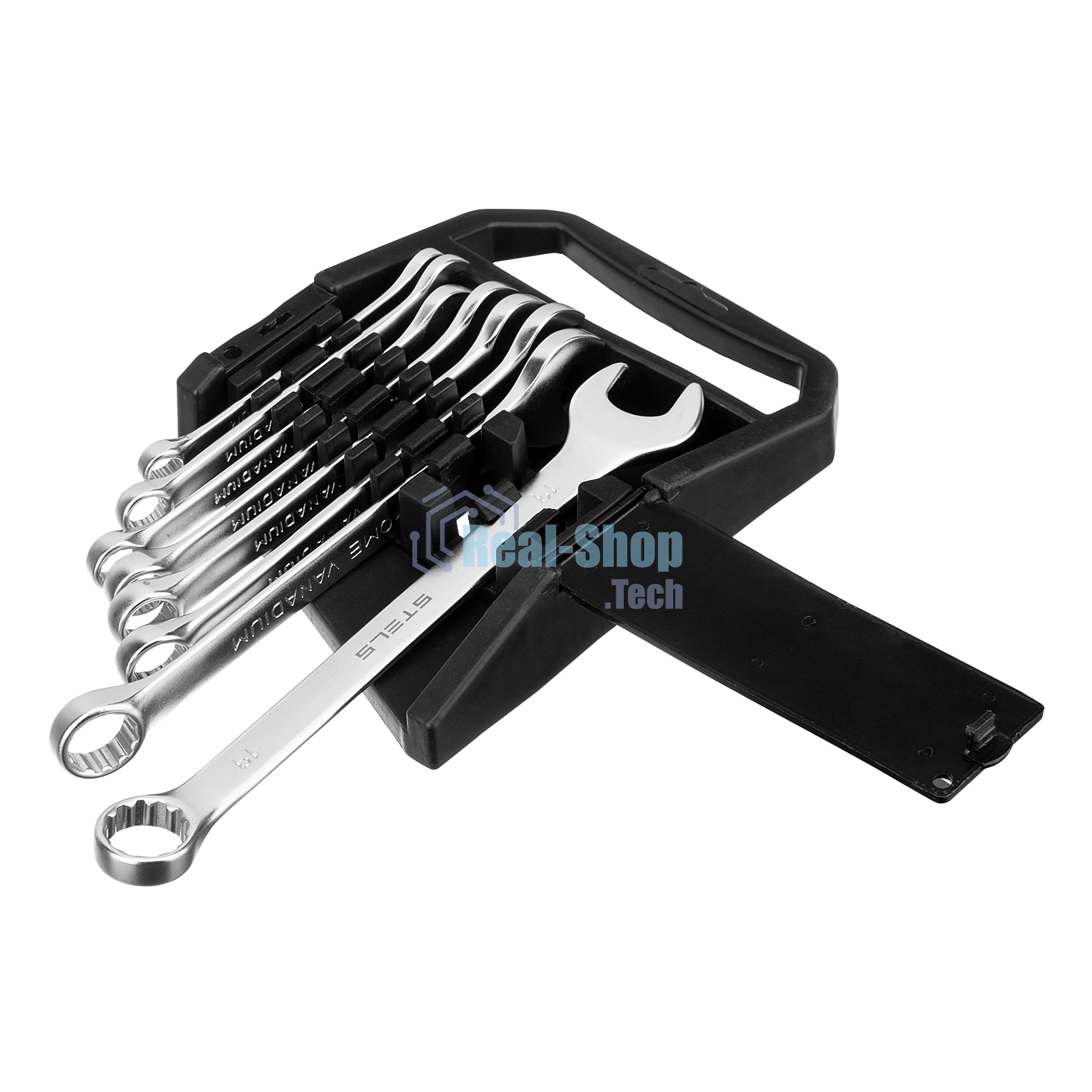 Набор ключей комбинированных, 8 - 19 мм, 8 шт., CrV, матовый хром Stels