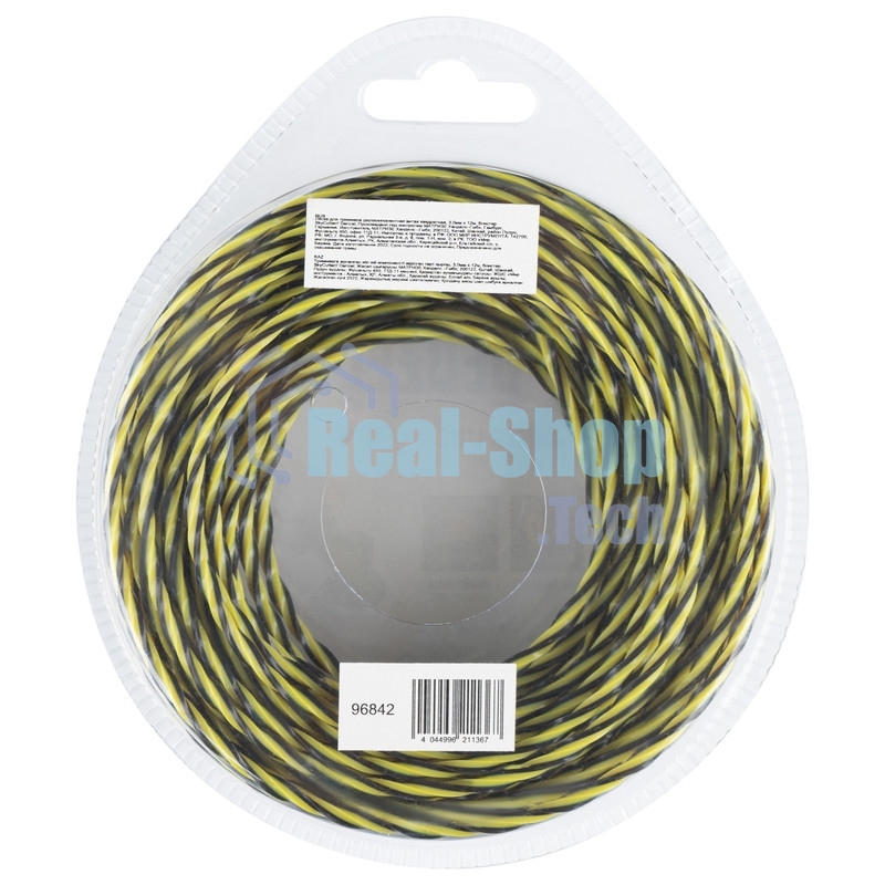 Леска для триммера Denzel двухкомпонентная витая квадратная, 3,0мм х 12м, блистер SkyCutter