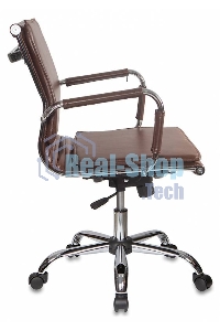 Кресло руководителя Бюрократ CH-993-Low/Brown коричневый, низкая спинка, искусственная кожа, крестовина хромированная