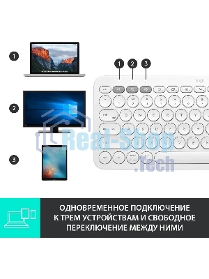 Клавиатура беспроводная Logitech K380, Bluetooth, белый
