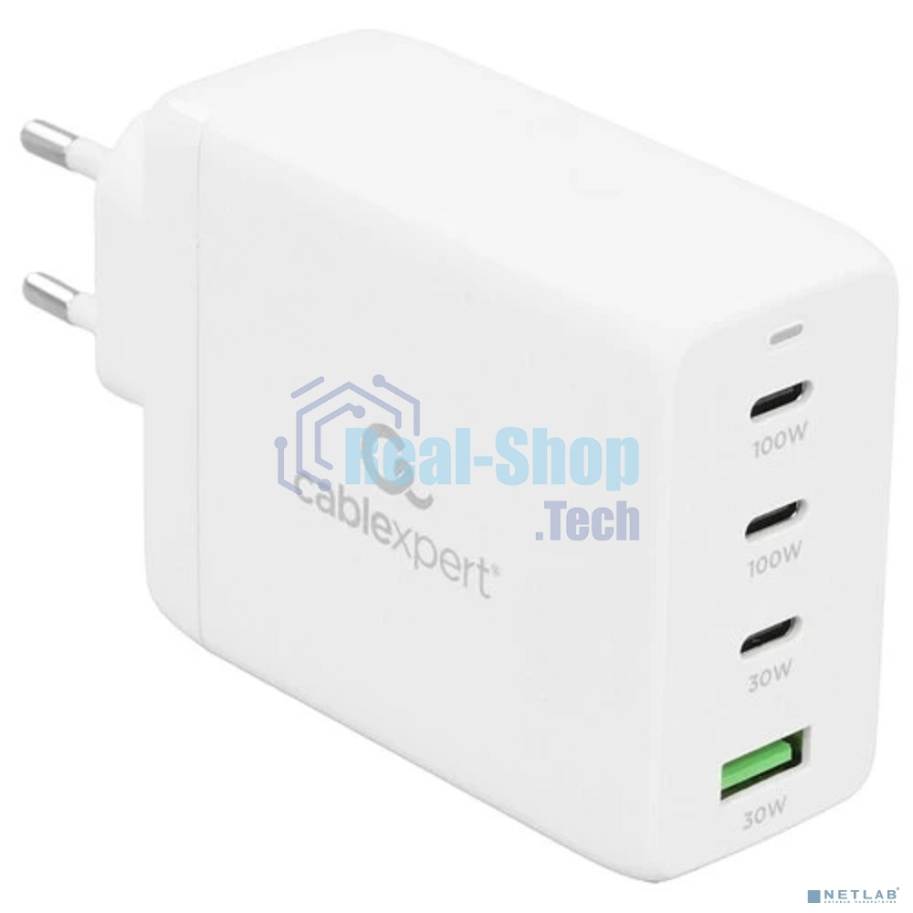 Зарядное устройство Cablexpert MP3A-PC-66 100Вт GaN, 5A, QC5.0/PD, 3xType-C, 1xUSB, белый, коробка