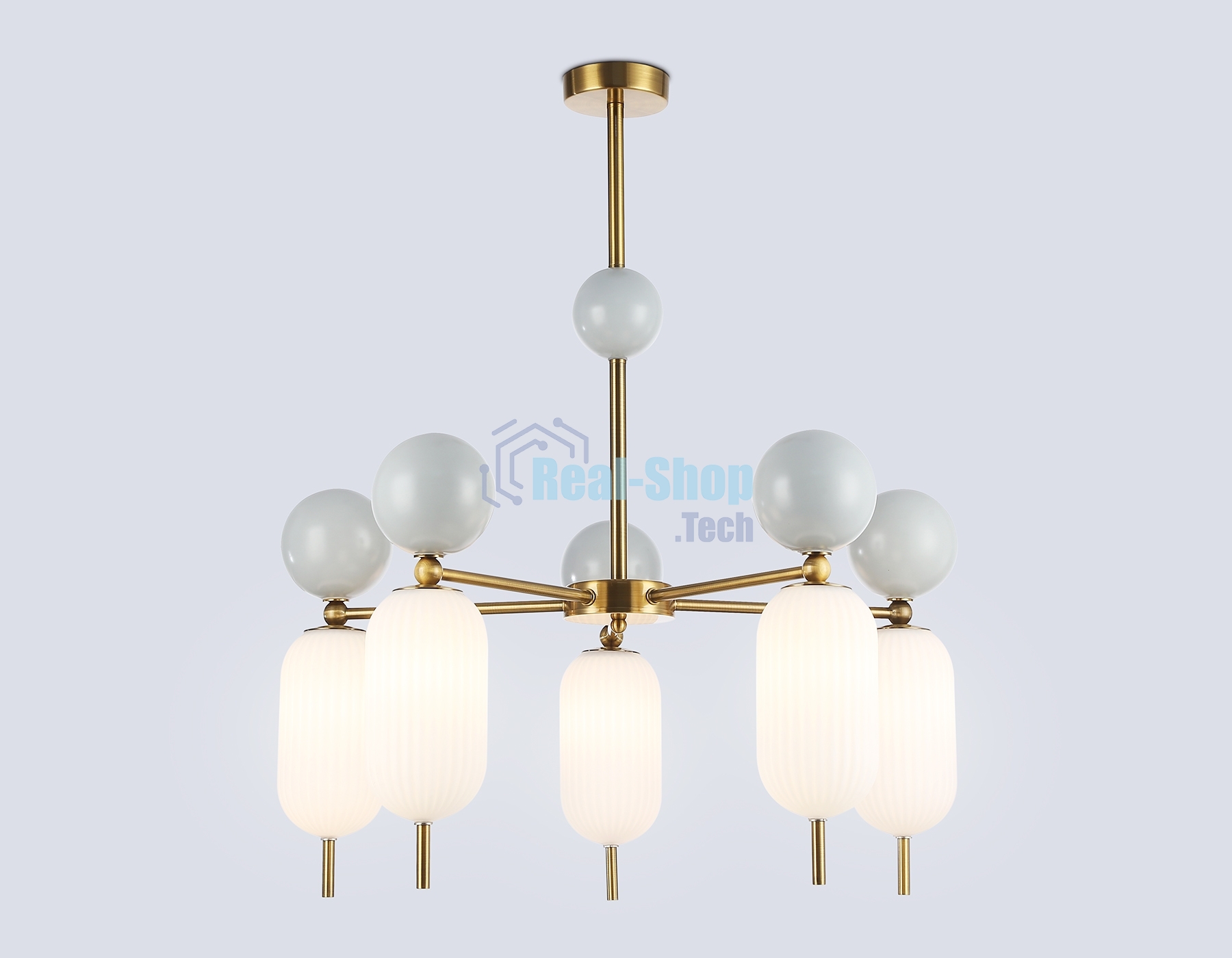 Светильник Ambrella light LH53104/5 BS/GR/FR латунь/серый/белый матовый G9*5 max 28W D650*750