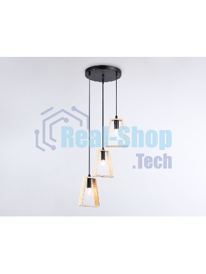 Светильник Ambrella light TR80499/3 BK/LW черный/светлое дерево E14/3 max 60W D350*1000