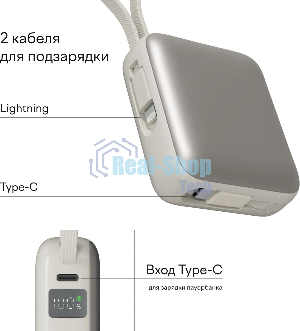 Мобильный аккумулятор Magssory PBN005 10000mAh 22.5W 3A USB-C титановый