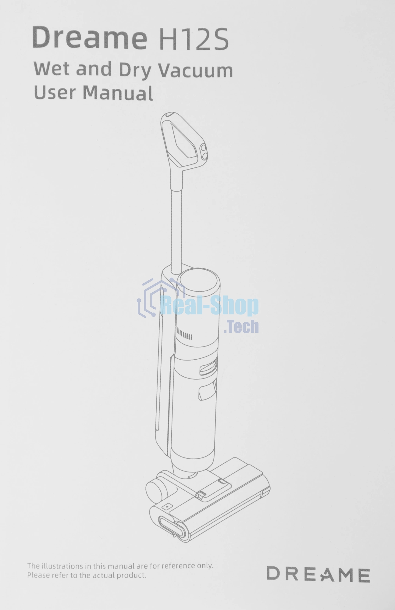 Пылесос вертикальный моющий Dreame Wet and Dry Vacuum H12S черный, питание от аккумулятора, 300 Вт, уборка влажная/сухая, пылесборник 0.7 л, работа от АКБ max 35 мин