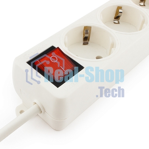 Сетевой фильтр Гарнизон ELB-G3-W-5, 3 евророзетки с выключателем и заземлением, допустимый ток 16А, длина 5 м.