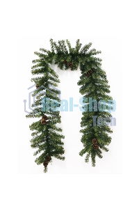 Еловый шлейф Neon-night 2,7 м с шишками, объем 36 см