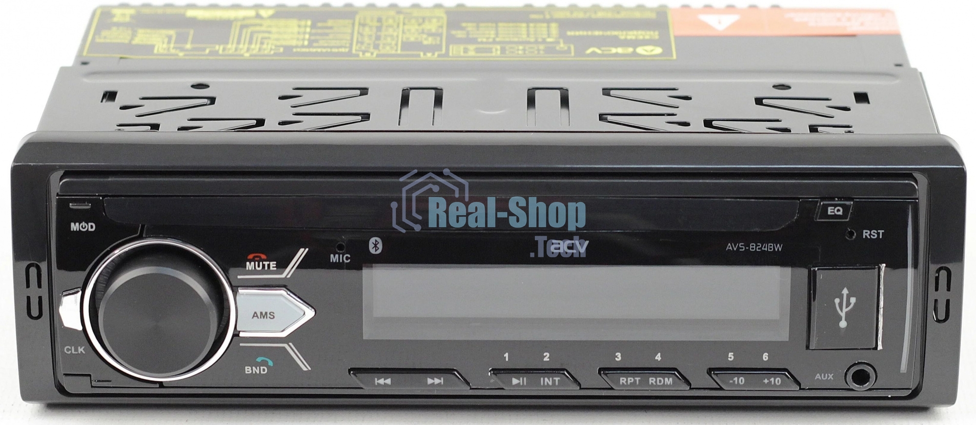 Автомагнитола ACV AVS-824BW, 1 DIN, Bluetooth, USB Type-A, AUX