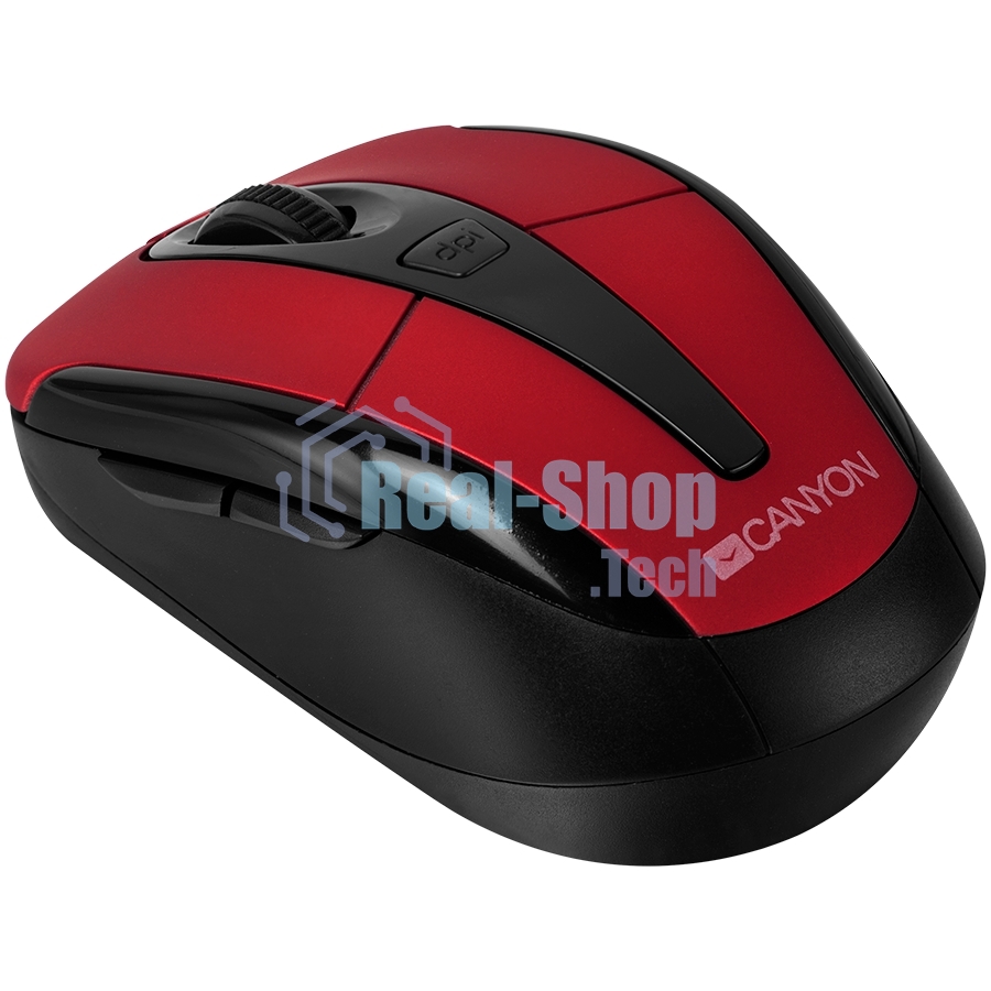 Мышь беспроводная Canyon MSO-W6 красный, 1600 dpi, радиоканал, USB, кнопки - 6