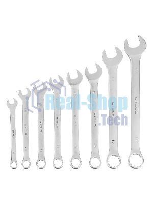 Набор ключей комбинированных Stels 8 - 19 мм, 8 шт., CrV, матовый хром