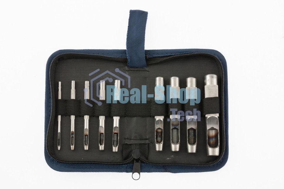 Набор пробойников Сибртех для кожи 2; 3; 4; 5; 6; 8; 9; 10; 13 мм, 9 шт, чехол