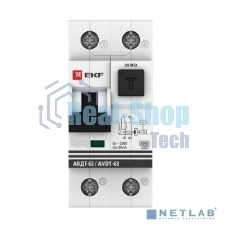 Выключатель автоматический дифференциального тока АВДТ-63 EKF DA63-25-30e 25А/30мА (хар-ка C, электронный тип A) 6кА EKF PROxima