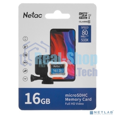 Флеш карта microSDHC 16Gb Netac P500 NT02P500STN-016G-S (без SD адаптера) 80Mb/s