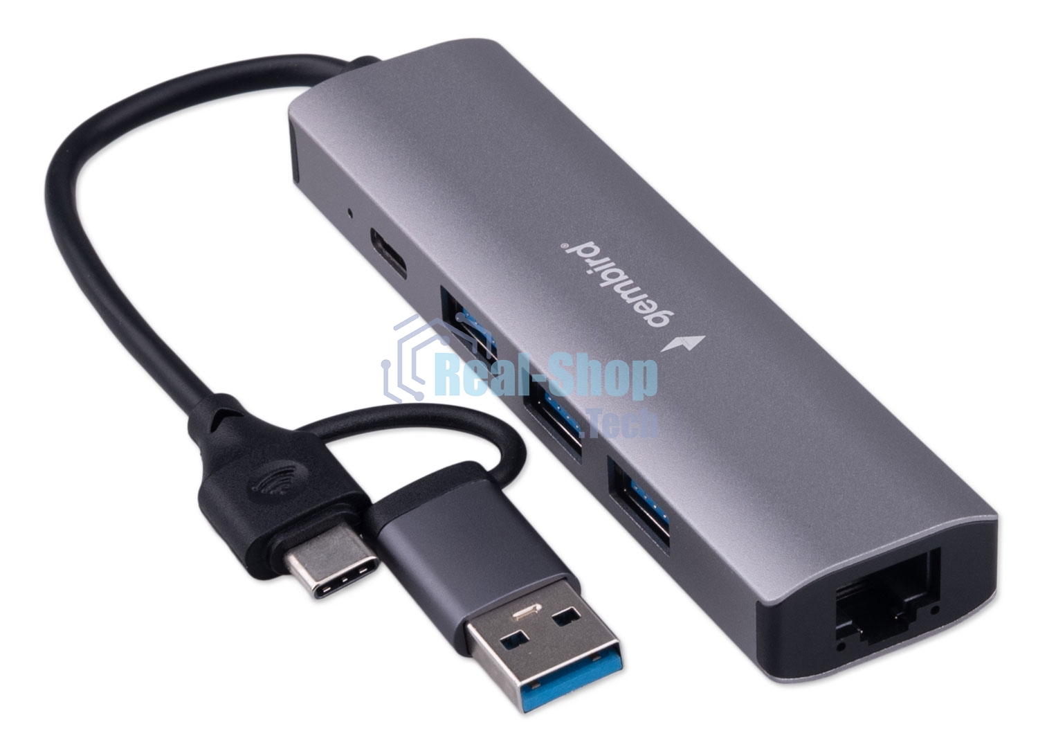 Док-станция Gembird UHB-D7, USB Type-C + USB, 3хUSB3.1, Type-C, RJ45, USB