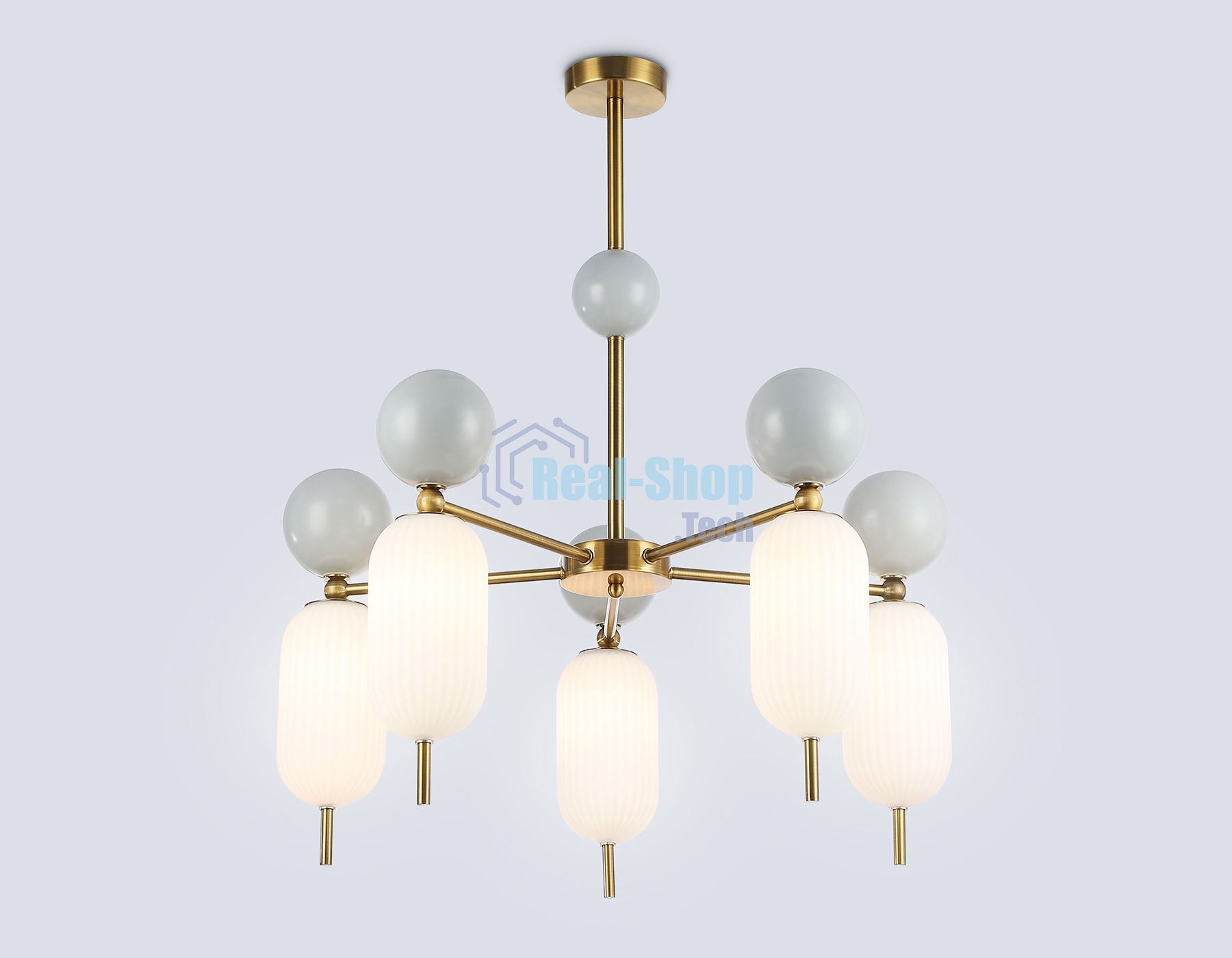 Светильник Ambrella light LH53104/5 BS/GR/FR латунь/серый/белый матовый G9*5 max 28W D650*750