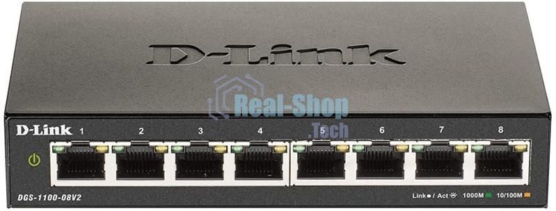 Коммутатор D-Link DGS-1100-08V2/A1A, 8×1 Гбит/с, настраиваемый