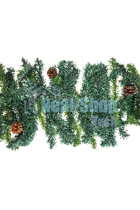 Еловый шлейф Neon-night 2,7 м с шишками, объем 36 см