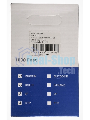 Кабель сетевой Ningbo UTP 4 пары cat5E solid 0.5мм Cu molded 305м серый