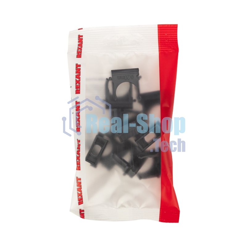 Крепеж-клипса для трубы ø 20 мм черная (10 шт./уп.) Rexant