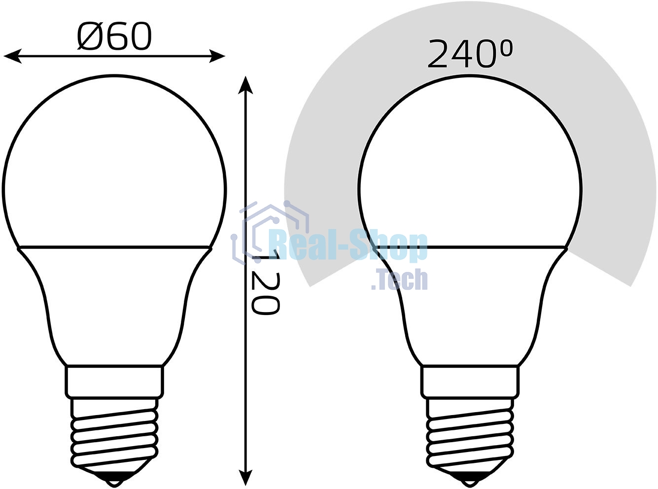 Лампа светодиодная LED Gauss A60 E27 10Вт 2700К/4100К CTC