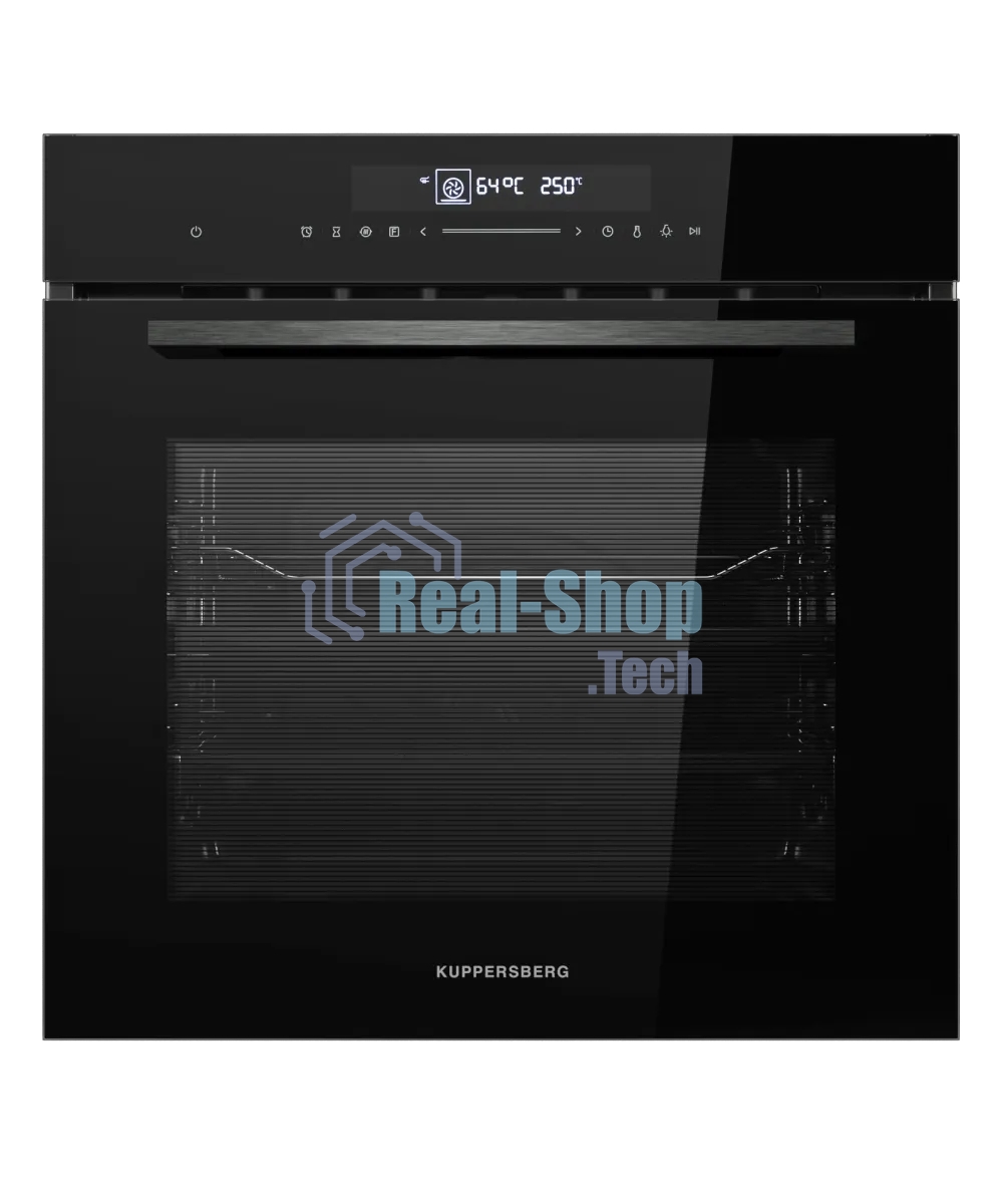 Встраиваемый духовой шкаф Kuppersberg HT 613 Black, High-Tech, объем 72 л, 12 режимов работы, быстрый нагрев, телескопические направляющие, доводчик двери, таймер, термощуп, 3 стекла в дверце, сенсорное управление, блокировка от детей, энергоэффективность А+, черный