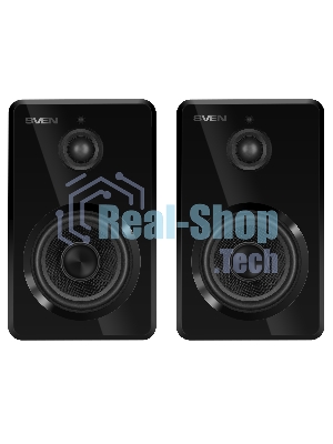 Акустическая система SVEN SPS-730 2.0 черные (2x25Вт, экокожа, USB/SD, пульт ДУ, Bluetooth)