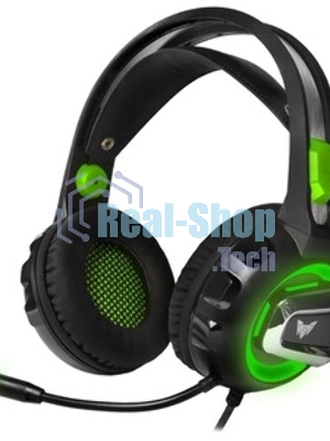 Гарнитура Crown CMGH-3002 чёрный/зелёный, проводная, подсветка