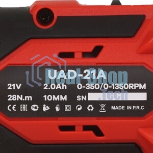 Дрель-шуруповерт Edon AD-21A, 21 В, 2 Ач, 30 Нм, щеточный