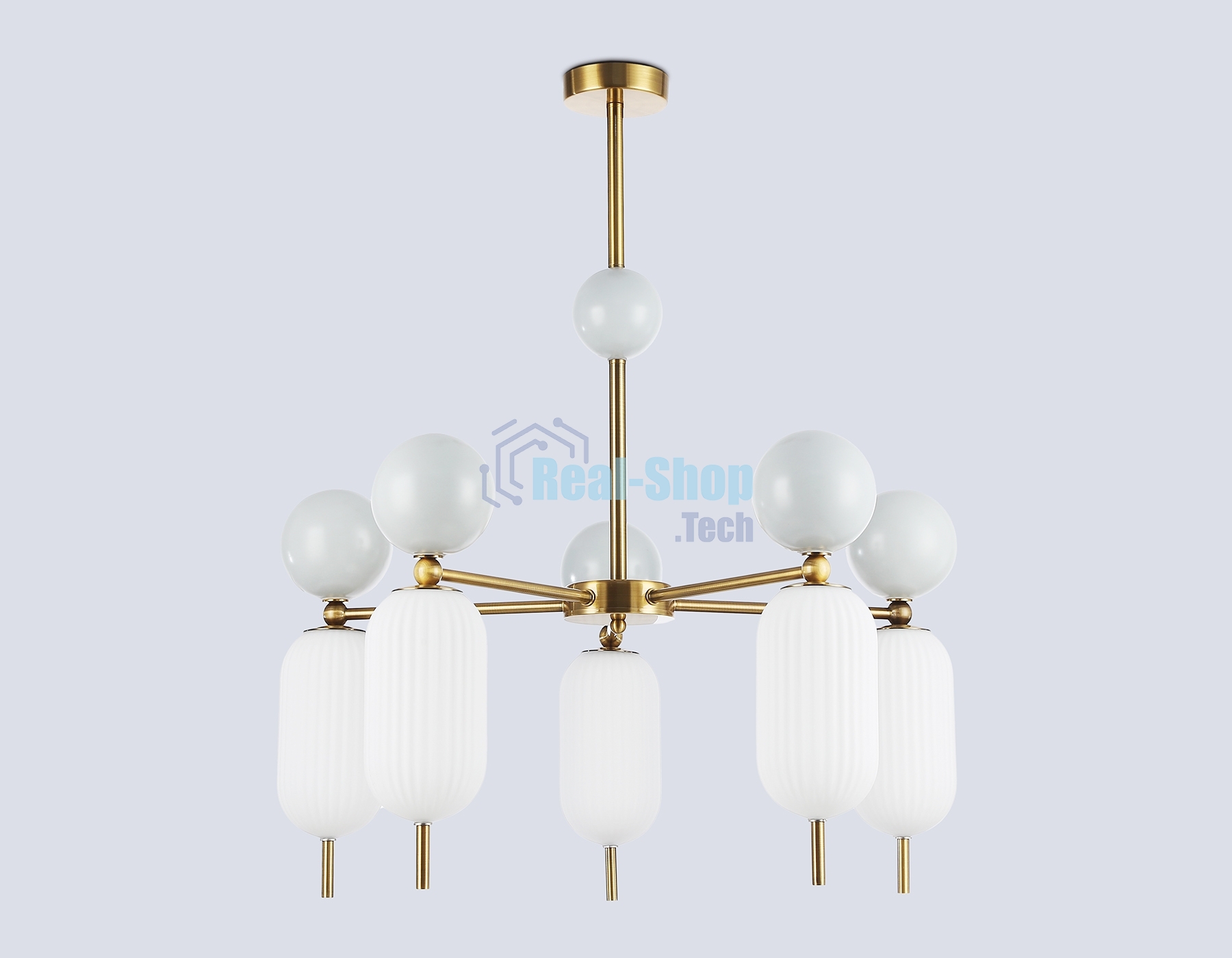 Светильник Ambrella light LH53104/5 BS/GR/FR латунь/серый/белый матовый G9*5 max 28W D650*750
