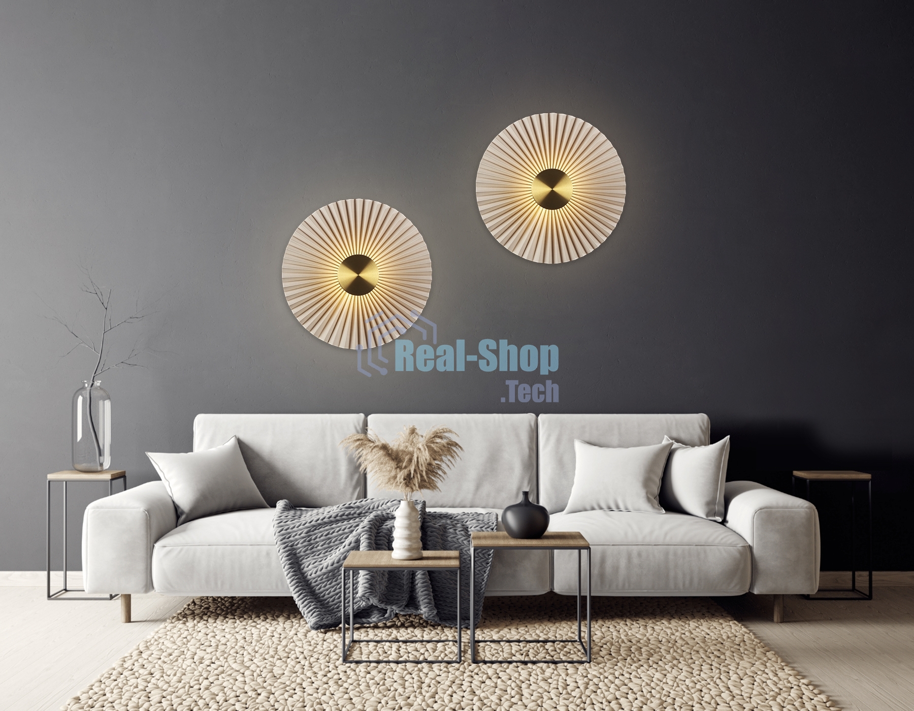 Настенный светильник Ambrella light LH72643 BR/WH латунь/бежевый 6W 3000K D300*100