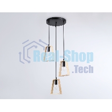 Светильник Ambrella light TR80499/3 BK/LW черный/светлое дерево E14/3 max 60W D350*1000