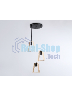 Светильник Ambrella light TR80499/3 BK/LW черный/светлое дерево E14/3 max 60W D350*1000