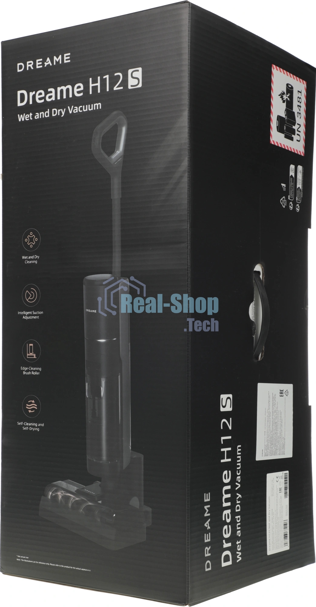 Пылесос вертикальный моющий Dreame Wet and Dry Vacuum H12S черный, питание от аккумулятора, 300 Вт, уборка влажная/сухая, пылесборник 0.7 л, работа от АКБ max 35 мин