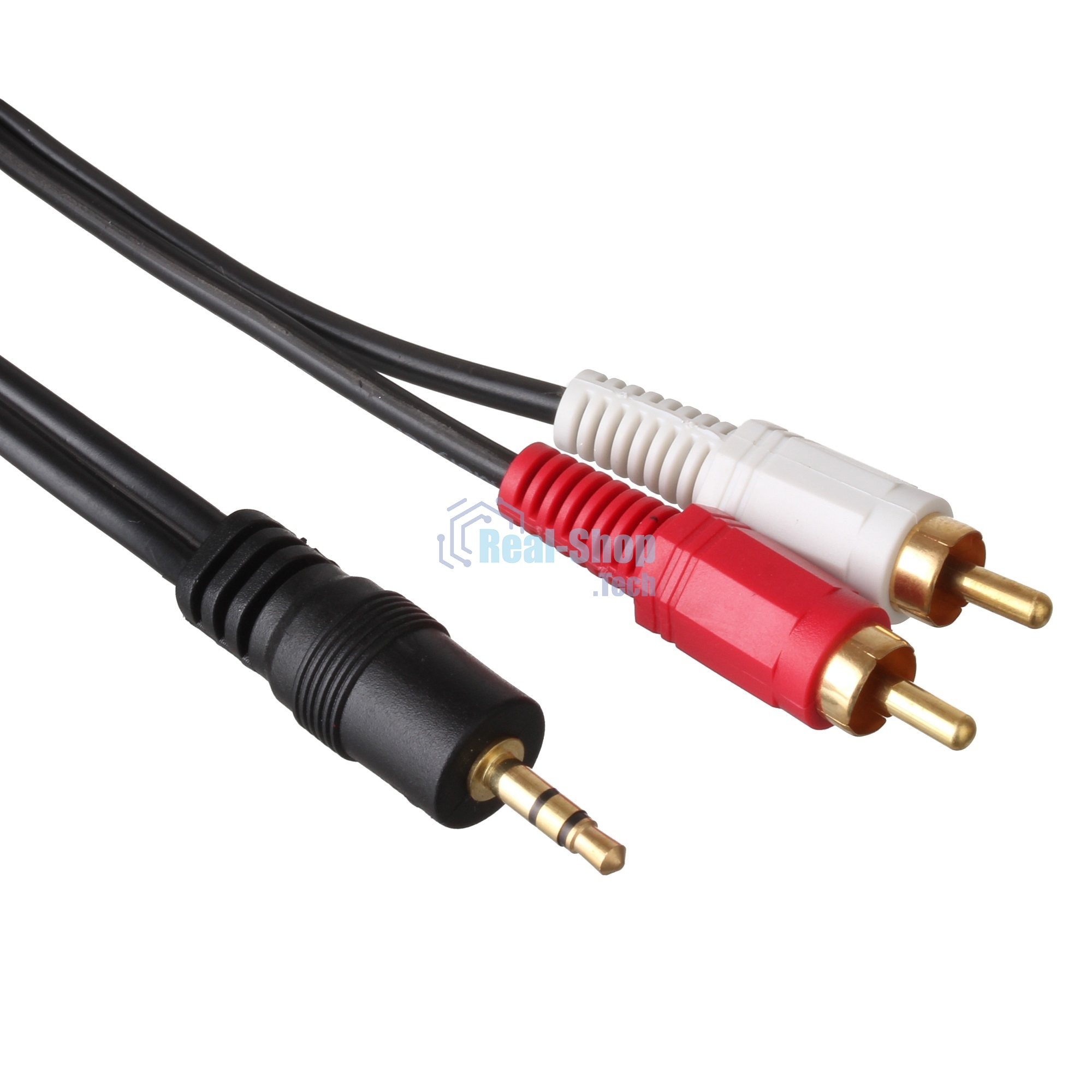 Кабель аудио Exegate 3.5мм Jack M - 2xRCA M 5м позолоченные разъемы