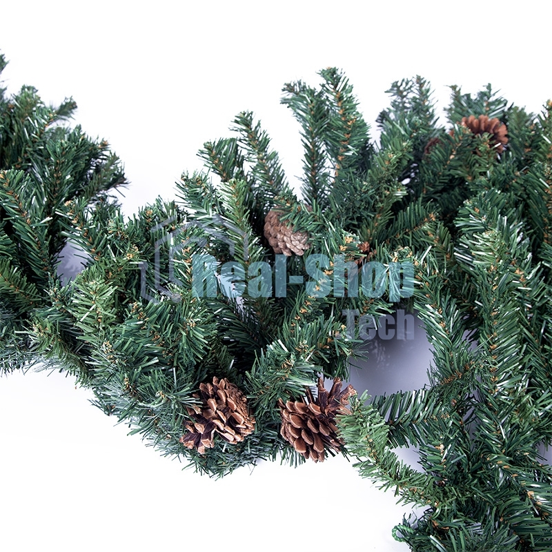 Еловый шлейф Neon-night 2,7 м с шишками, объем 36 см