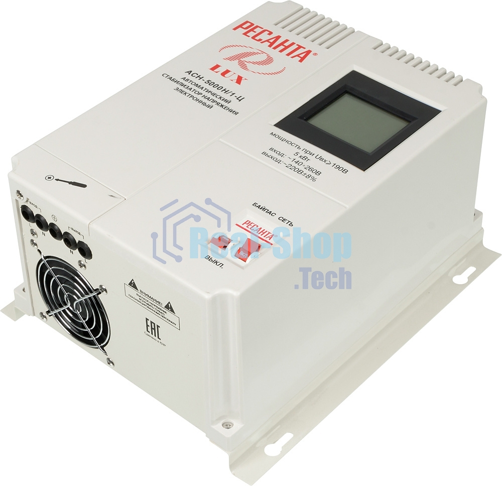 Стабилизаторы напряжения Ресанта АСН-5 000 Н/1-Ц 63/6/16 Стабилизатор Lux 220В±8%, Габариты 260х155х310, Вес 8кг