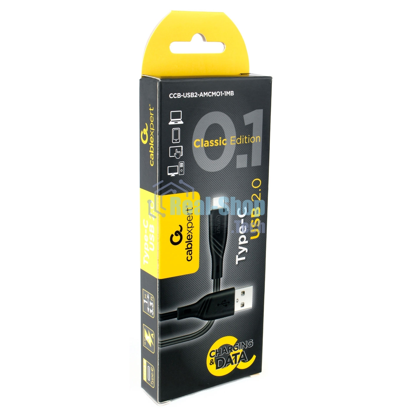 Кабель USB 2.0 Cablexpert CCB-USB2-AMCMO1-1MB, AM/Type-C, издание Classic 0.1, длина 1м, черный, блистер