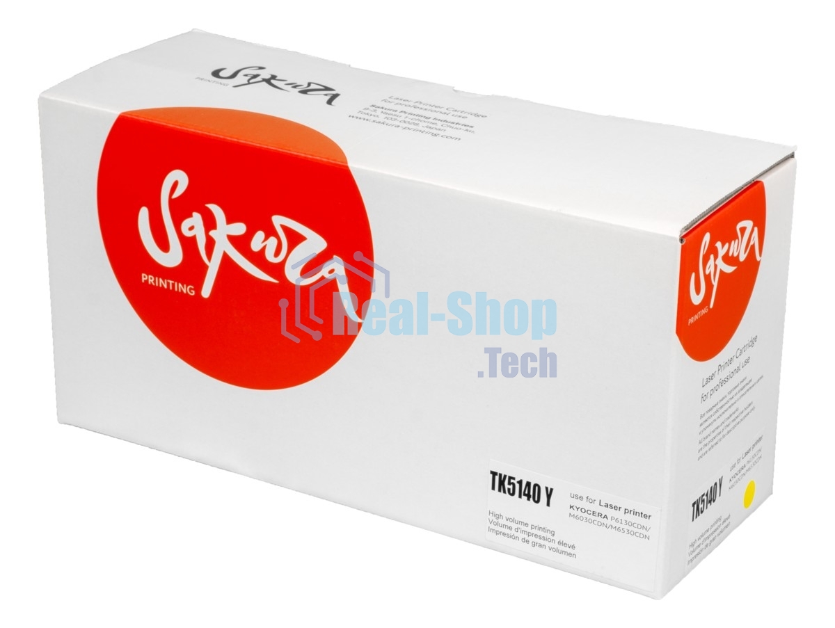 Картридж Sakura TK5140Y для Kyocera Mita, желтый, 5000 к.