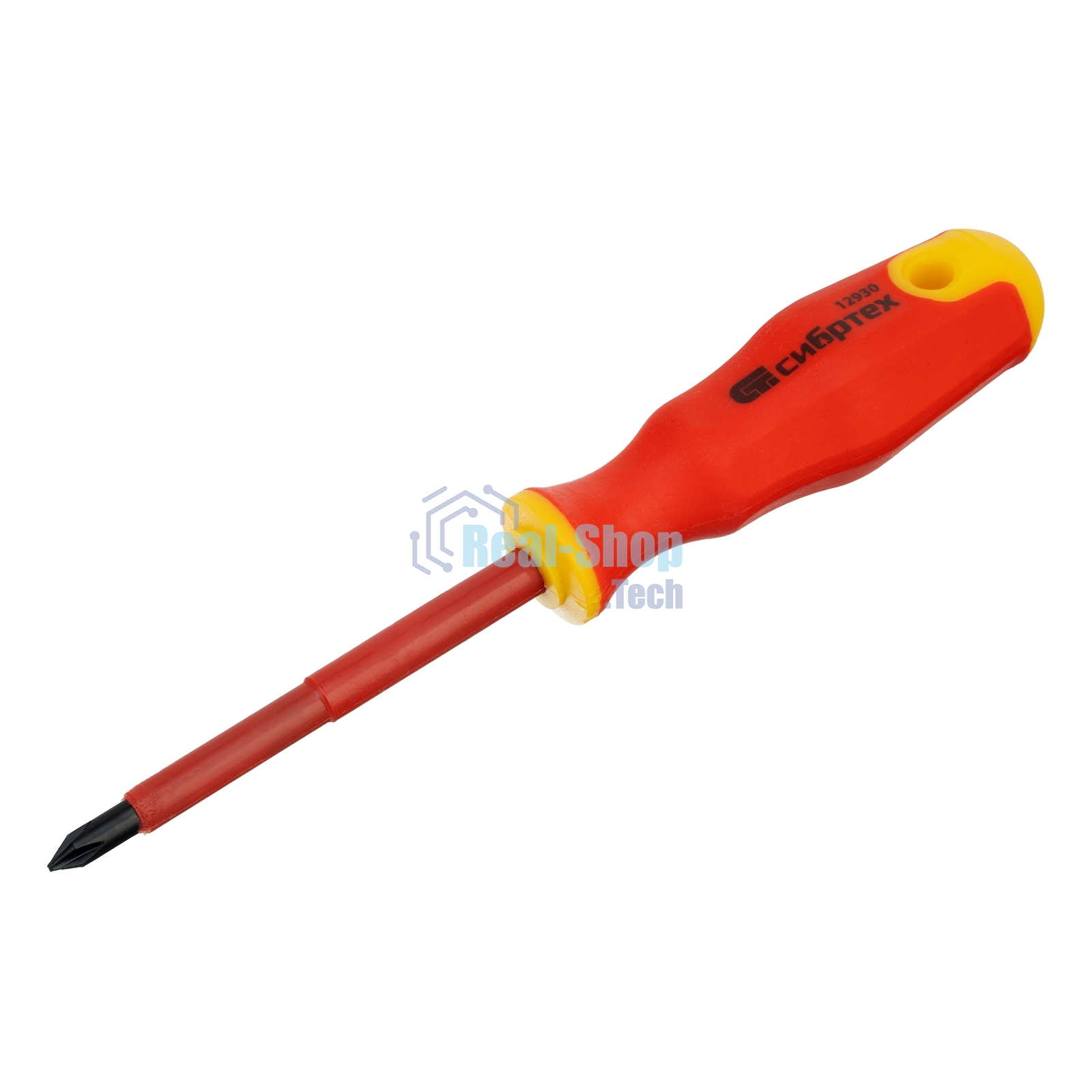 Отвертка диэлектрическая Сибртех PH1 х 80 мм, до 1000 В, двухкомпонентная рукоятка