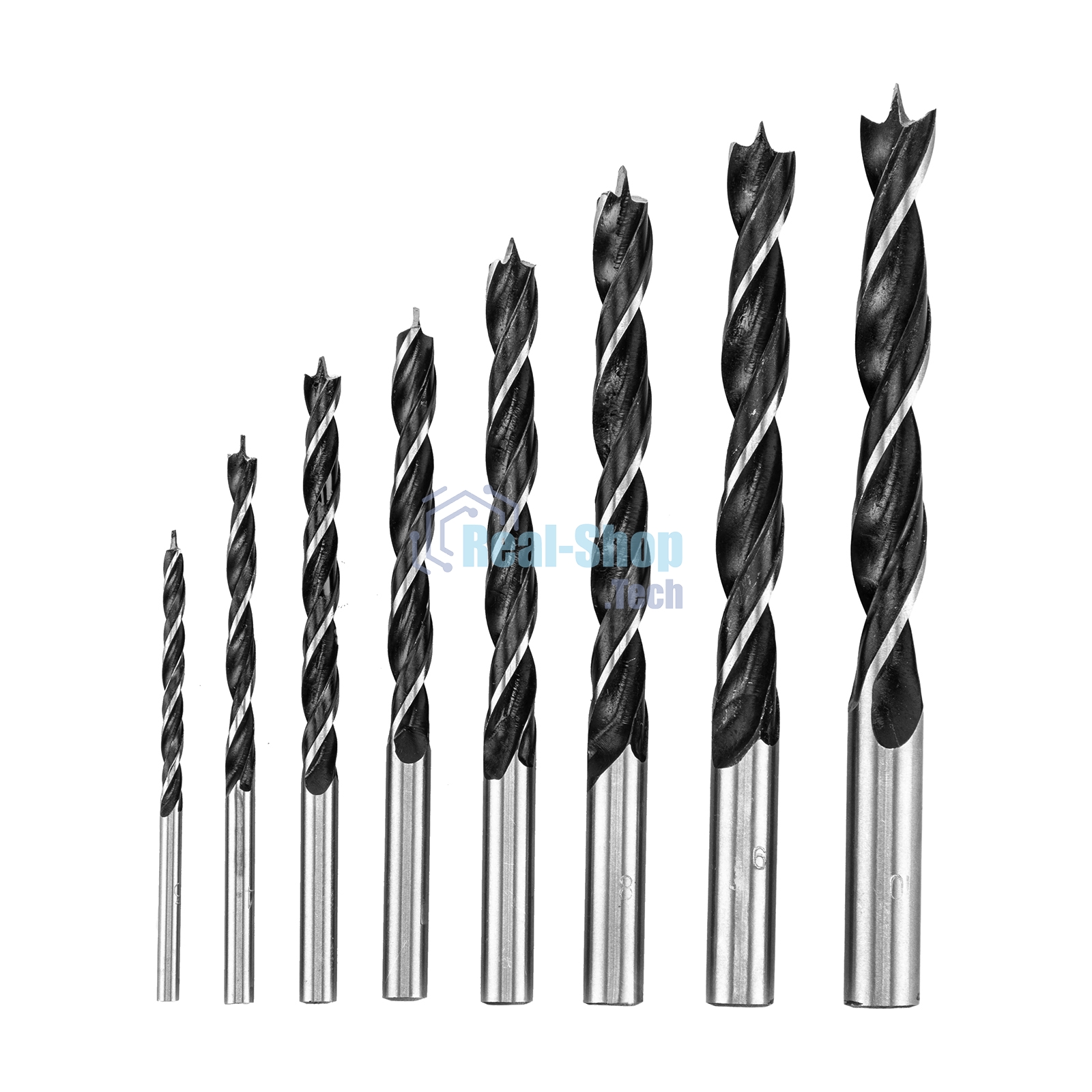 Набор сверл по дереву Sparta,3-4-5-6-7-8-9-10 мм,8 шт. цилиндрический хвостовик