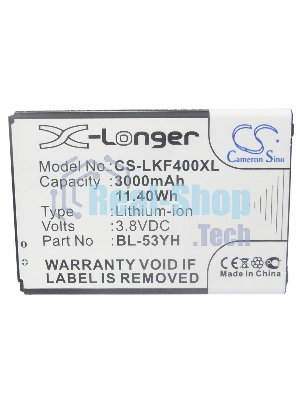 Аккумулятор CameronSino CS-LKF400XL BL-53YH для LG G3 Stylus D690 3.8V / 3000mAh / 11.40Wh